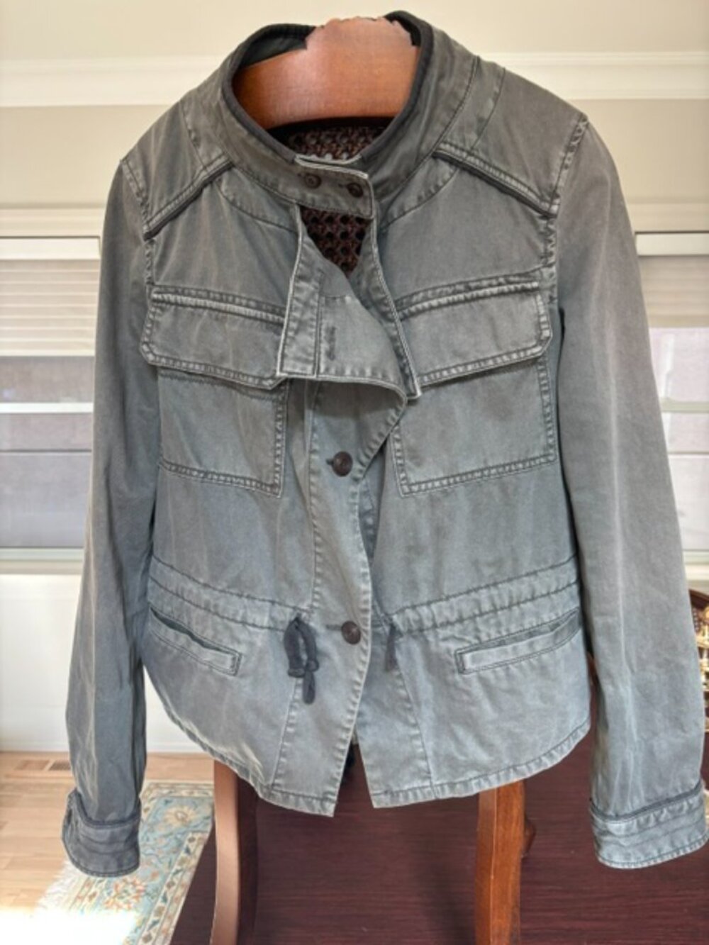 Washed Gray Utility Jacket – Military-Inspired Field Jacket